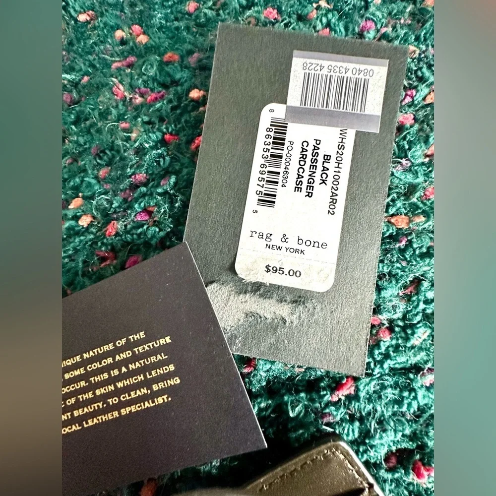 NWT Rag & Bone Passenger Bifold Card Case —Black Leather | Minimal Luxury Wallet